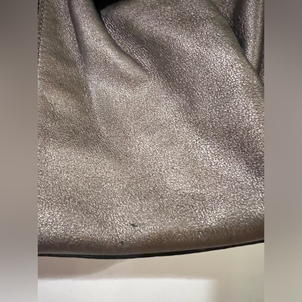 COACH Soho Pleated Shoulder Tote Bag Leather Metallic Gray - Picture 5 of 9